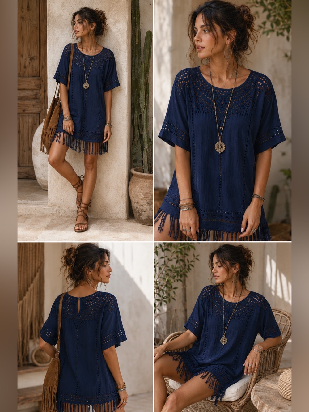 Moon River Blue Boxy Oversized Sheer Tunic/Dress PTP 23”